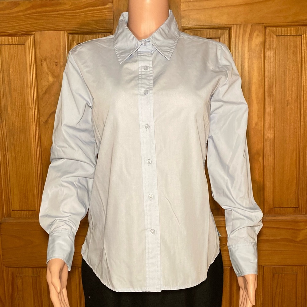 NWOT White Stag Vintage 90s Top Long Sleeve Career Blouse Blue Size L 12/14